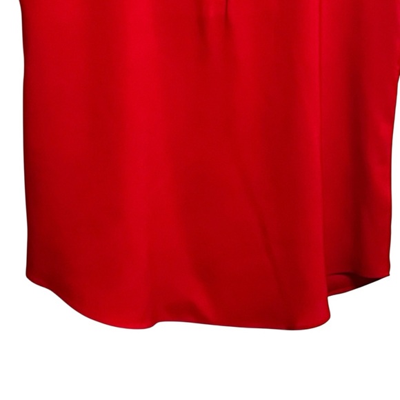 Express Zip Front Cap Sleeve Career Red Blouse Medium - Picture 3 of 7